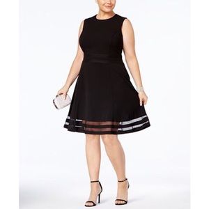 Calvin Klein Illusion-Trim Fit & Flare Dress